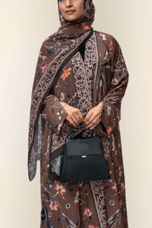 Yasmin Brown Print Abaya