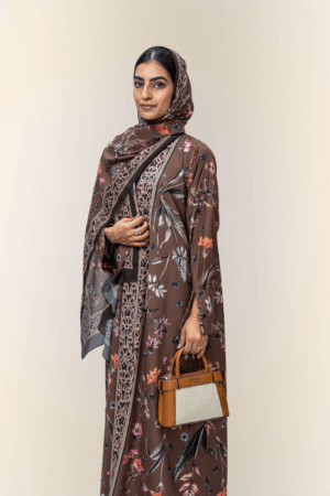 Yasmin Brown Print Abaya