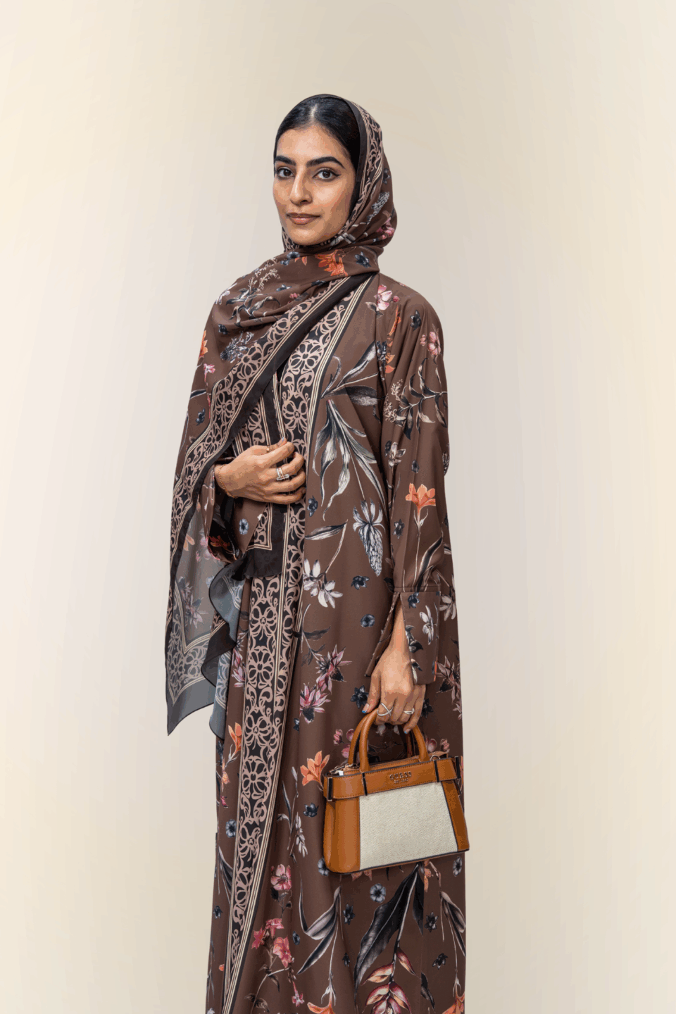 Yasmin Brown Print Abaya