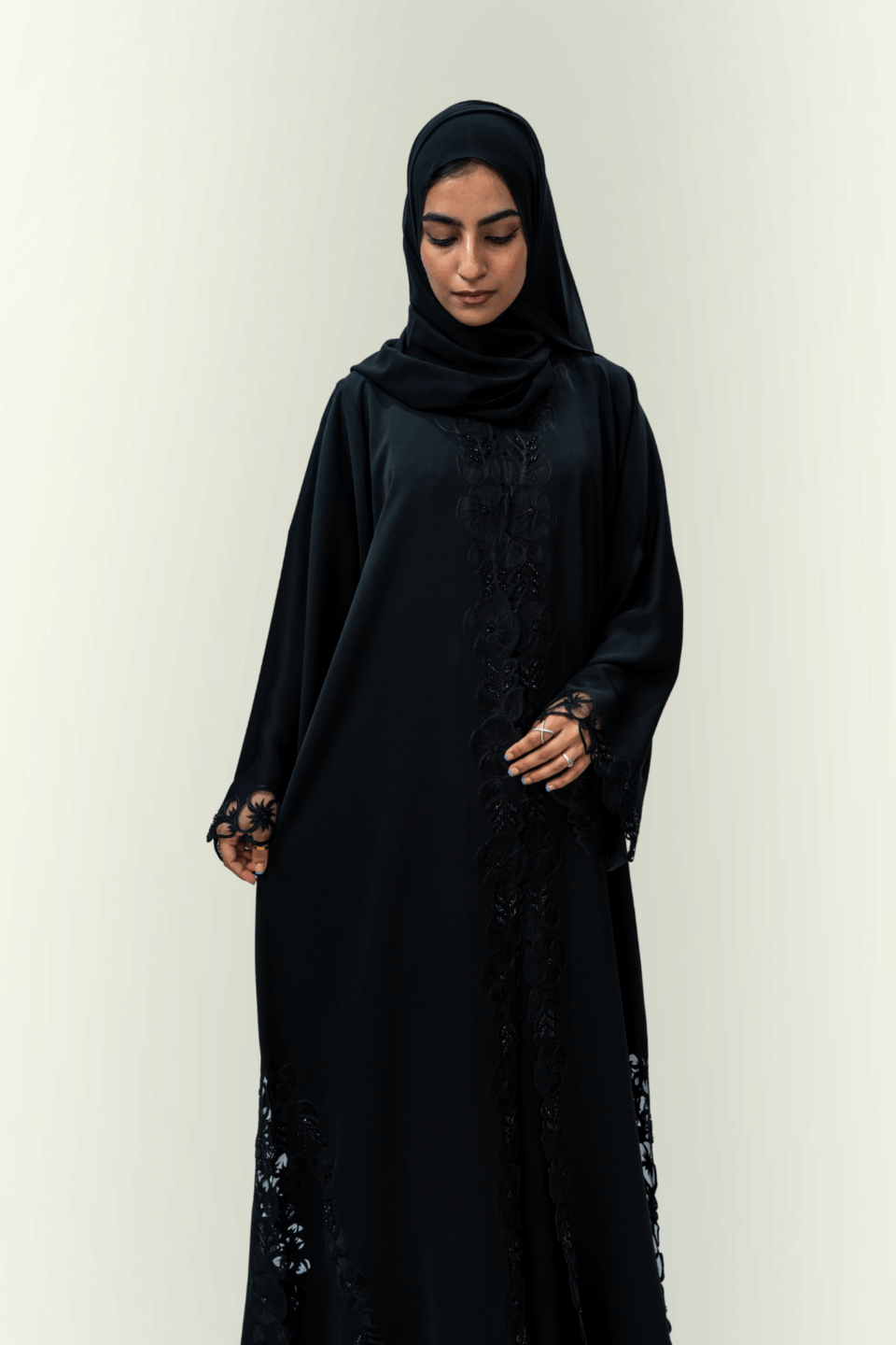 Layali Black Lace Abaya