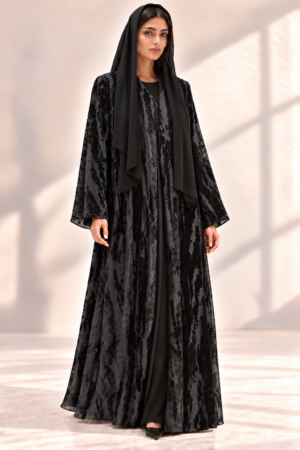 Flowing black chiffon abaya