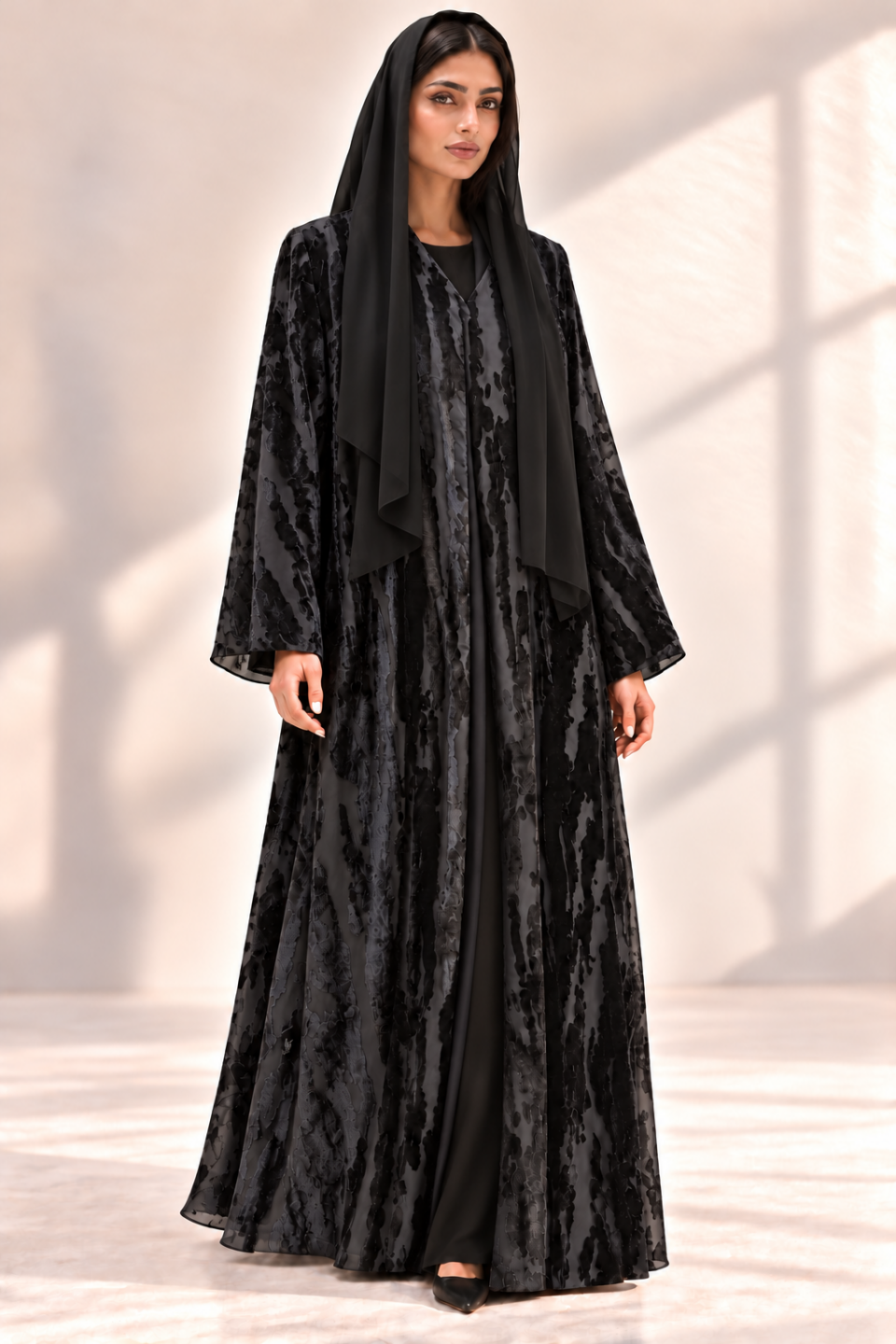 Velvet Striped Abaya