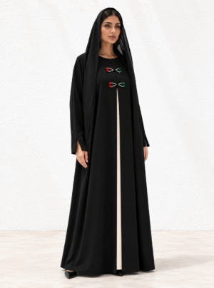 Full-length black abaya with twin closures